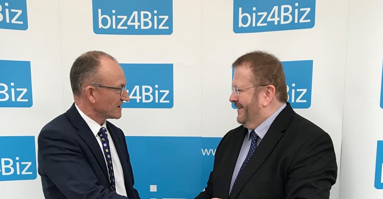 Richard Roberts, Leader, Hertfordshire County Council and Chair, Hertfordshire Growth Board with Adrian Hawkins OBE, Chairman biz4Biz
