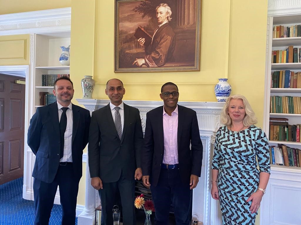 Neil Hayes, Bim Afolami MP and Deirdre Wells OBE visit Hitchin Priory