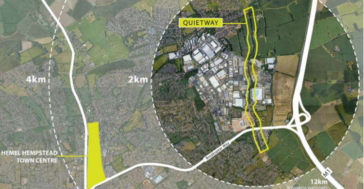 Aerial map - Hemel Hempstead Quietway