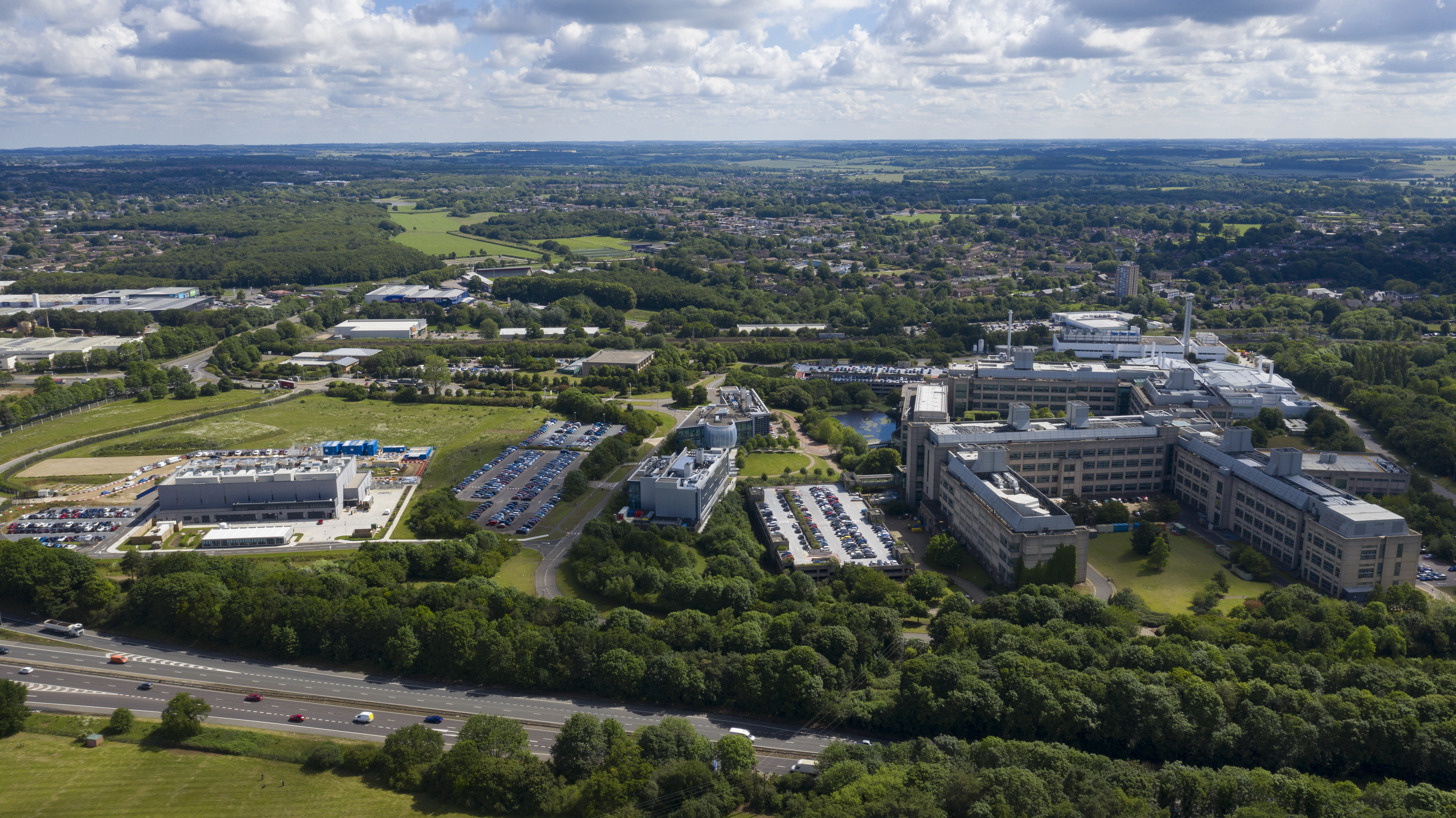 An aerial view of Stevenage's life sciences cluster