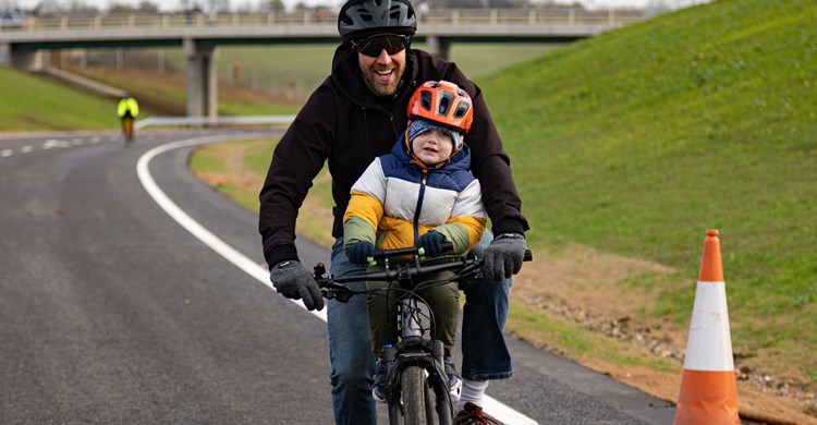 Cyclists enjoying the vehicle-free road