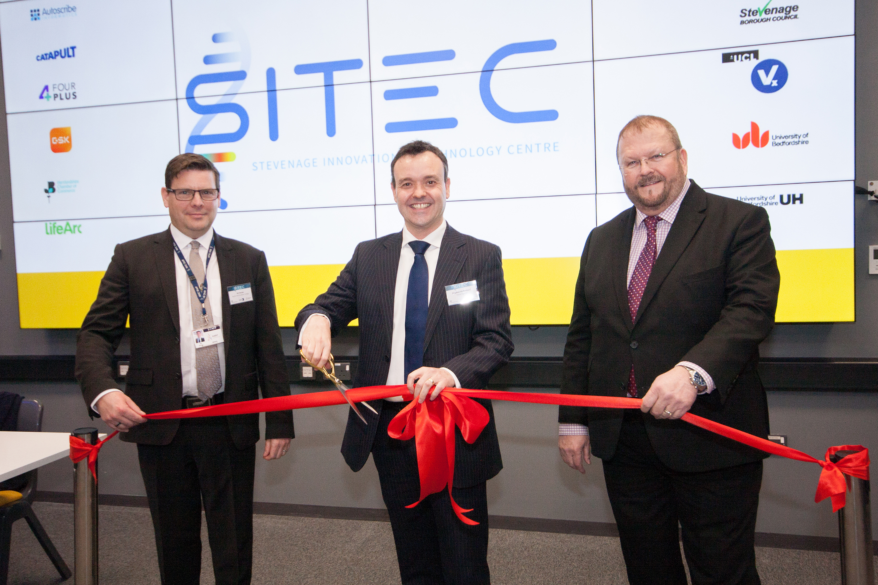 Kit Davies, Stephen McPartland MP and Adrian Hawkins OBE launch SITEC