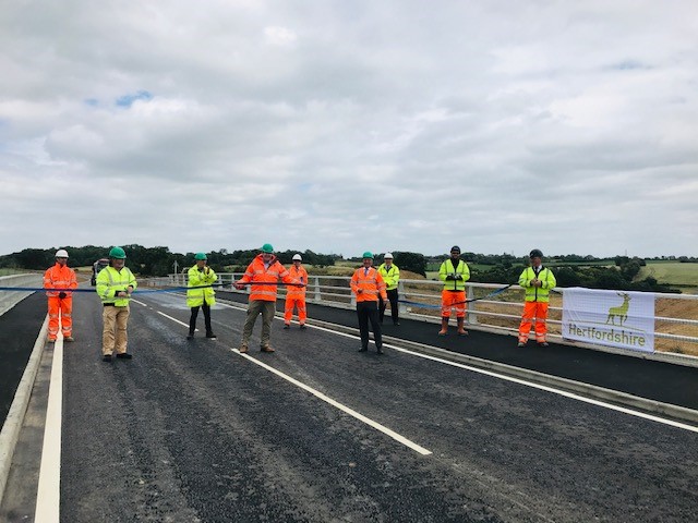 Members of the project team posed for a socially distant photograph and celebration to mark the opening of the road on Monday 29 June.