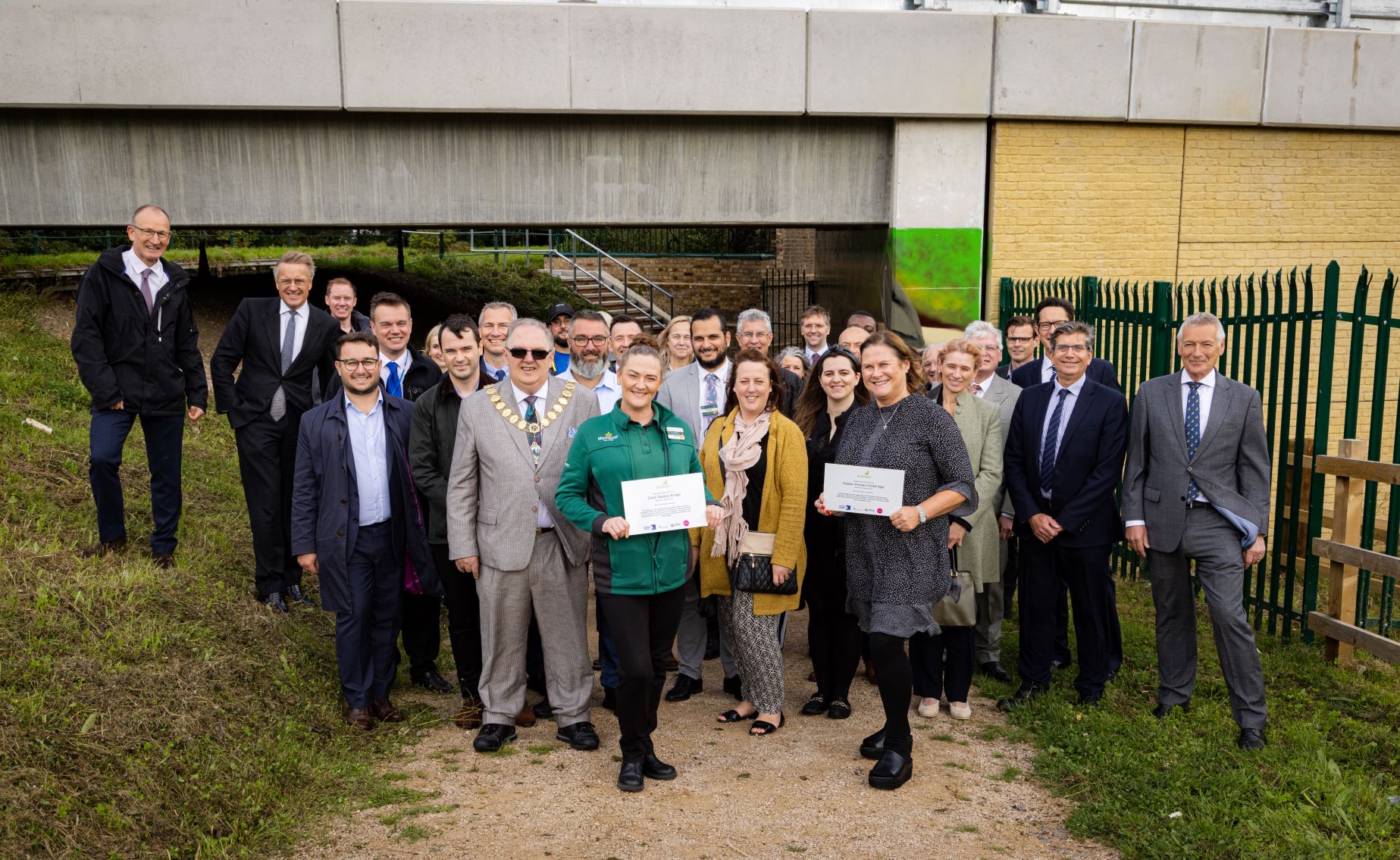 Dignitaries celebrate the opening of the bridges