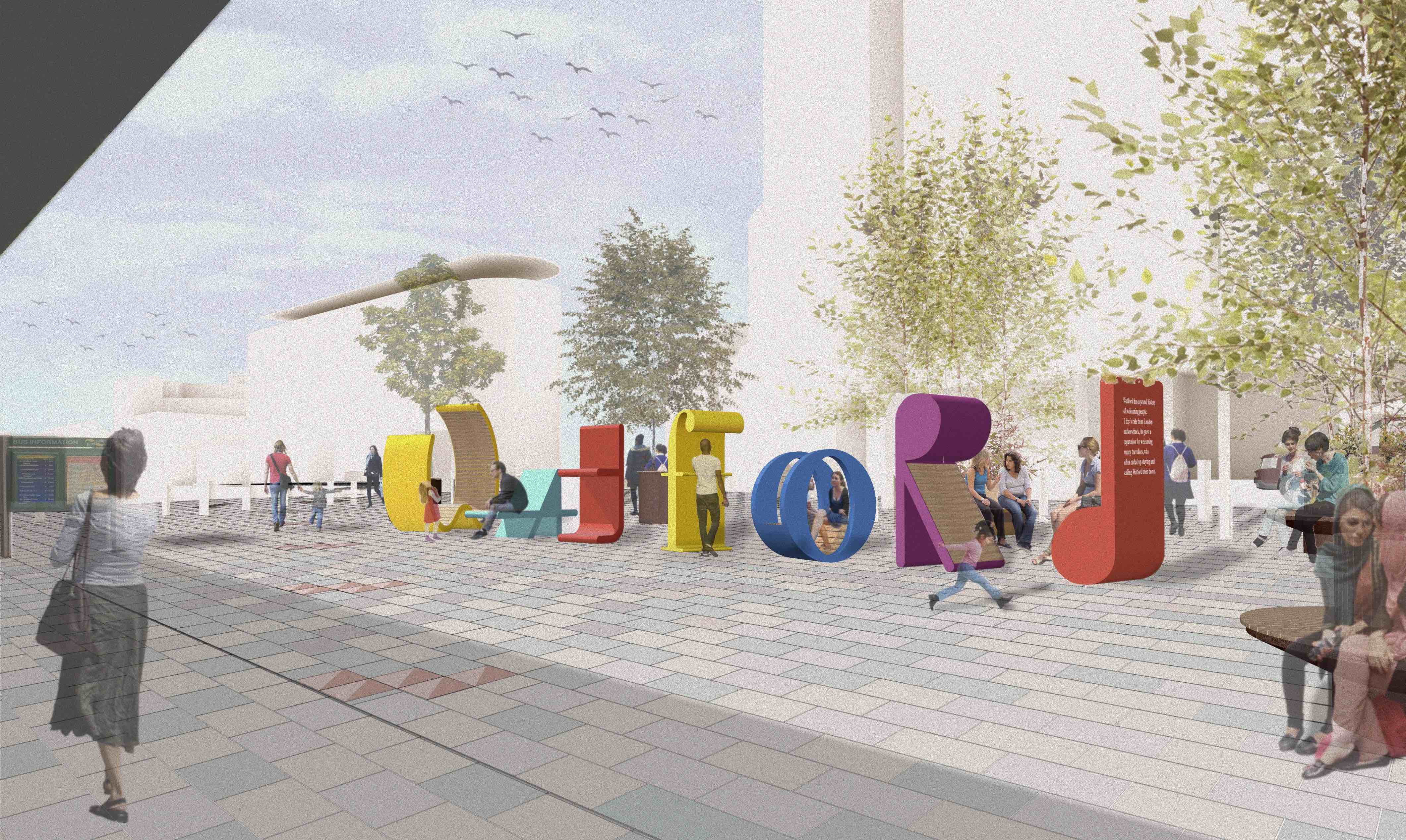 One of the most noticeable additions will be the large freestanding letters spelling out ‘WATFORD’. These will be a great focal point for the concourse and will encourage visitors’ photos and related social media posts, raising the profile of the town in a positive and highly visible way.