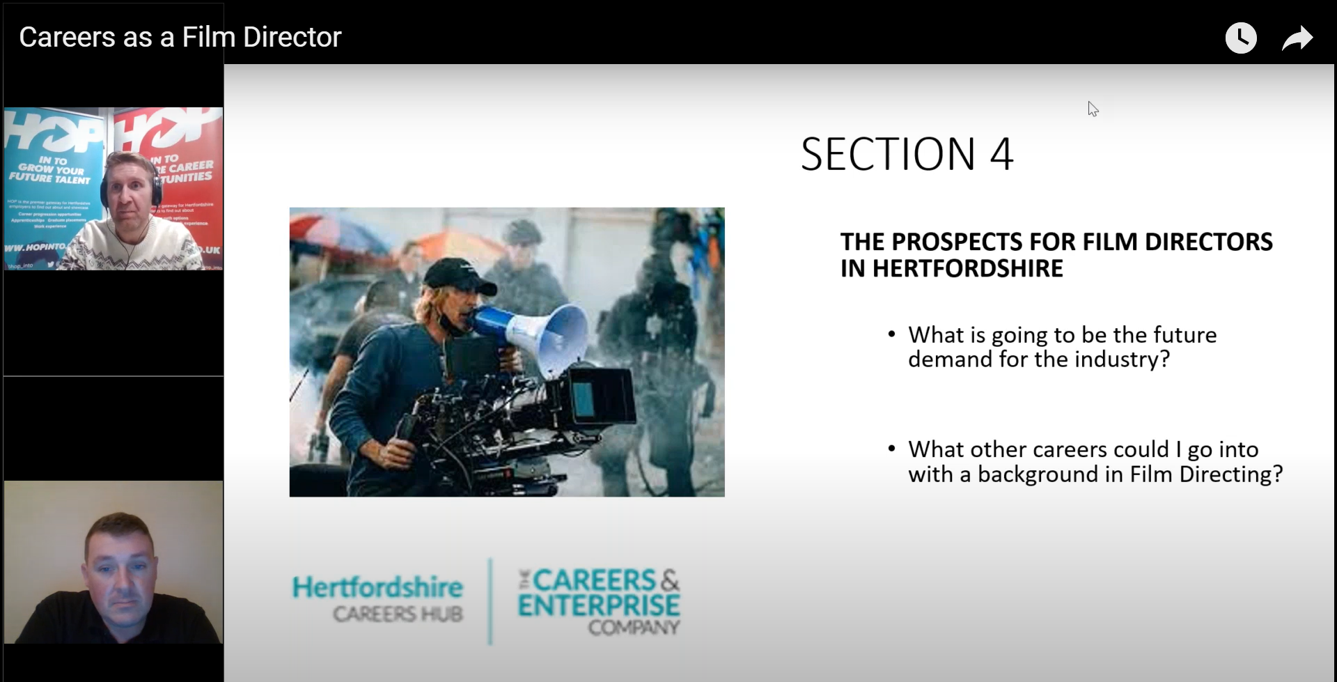 Webinars are split into sections focusing on different aspects of the chosen career