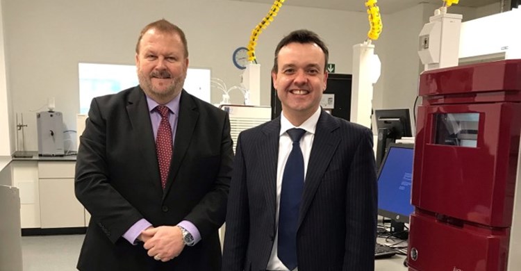 Adrian Hawkins OBE with Stephen McPartland, MP for Stevenage