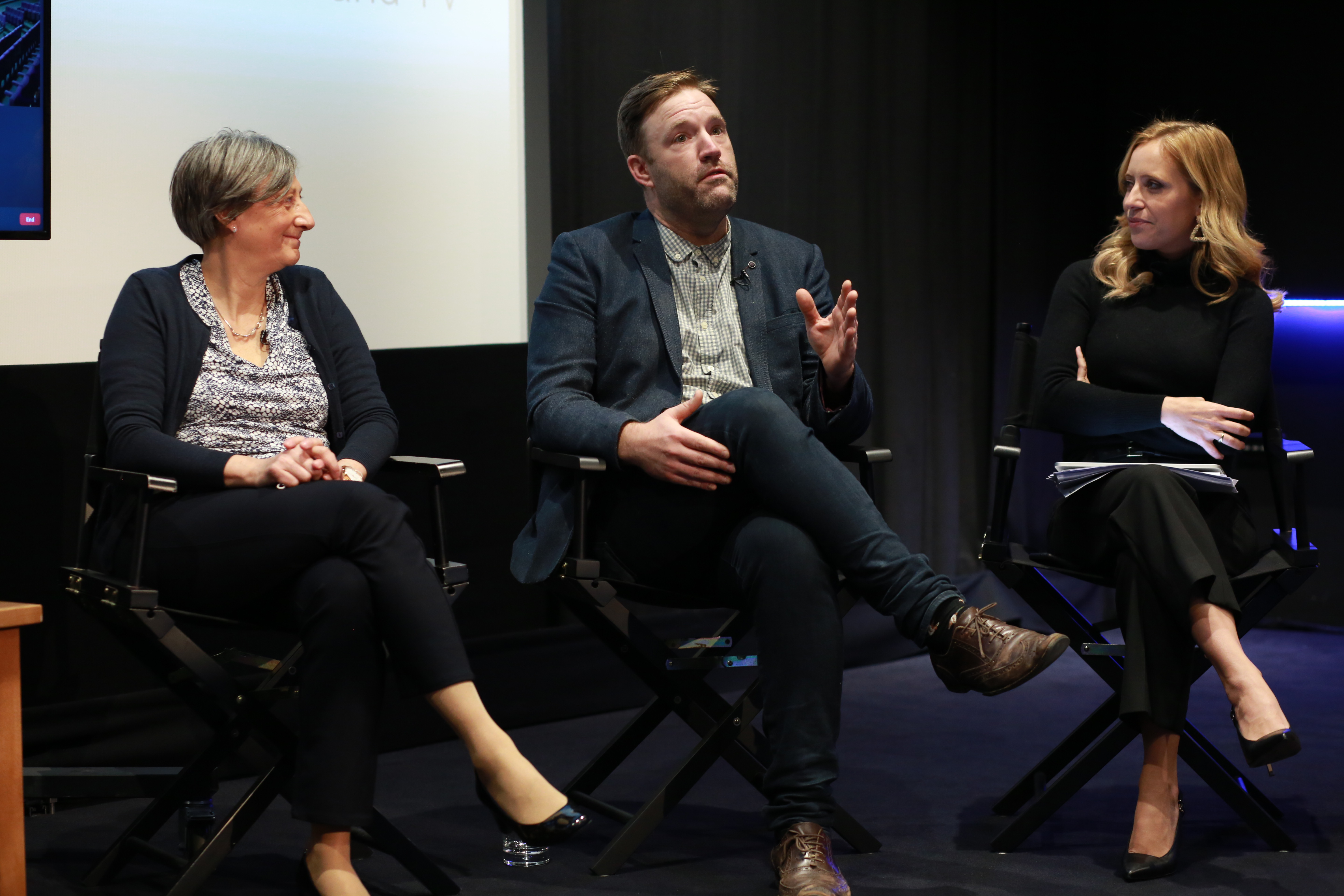  Gill Worgan Principal and Chief Executive, WHC Group, Chris Mitchell, Principal of Elstree Screen Arts Academy and Anna Stewart , CNN reporter (moderator)