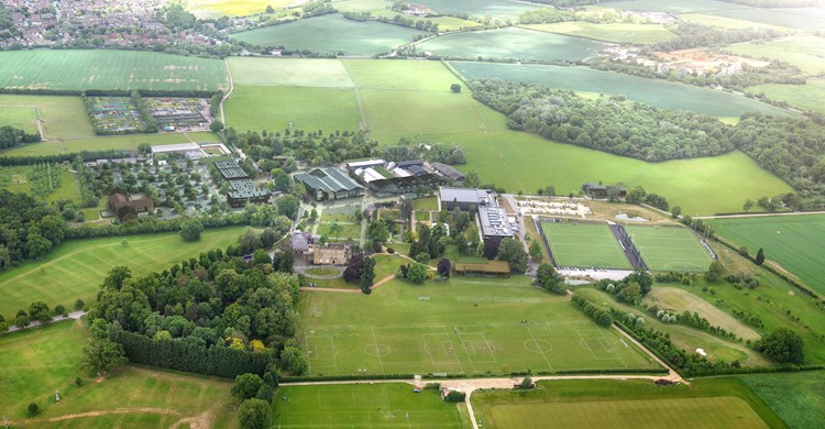 Aerial view of Oaklands College's Smallford campus