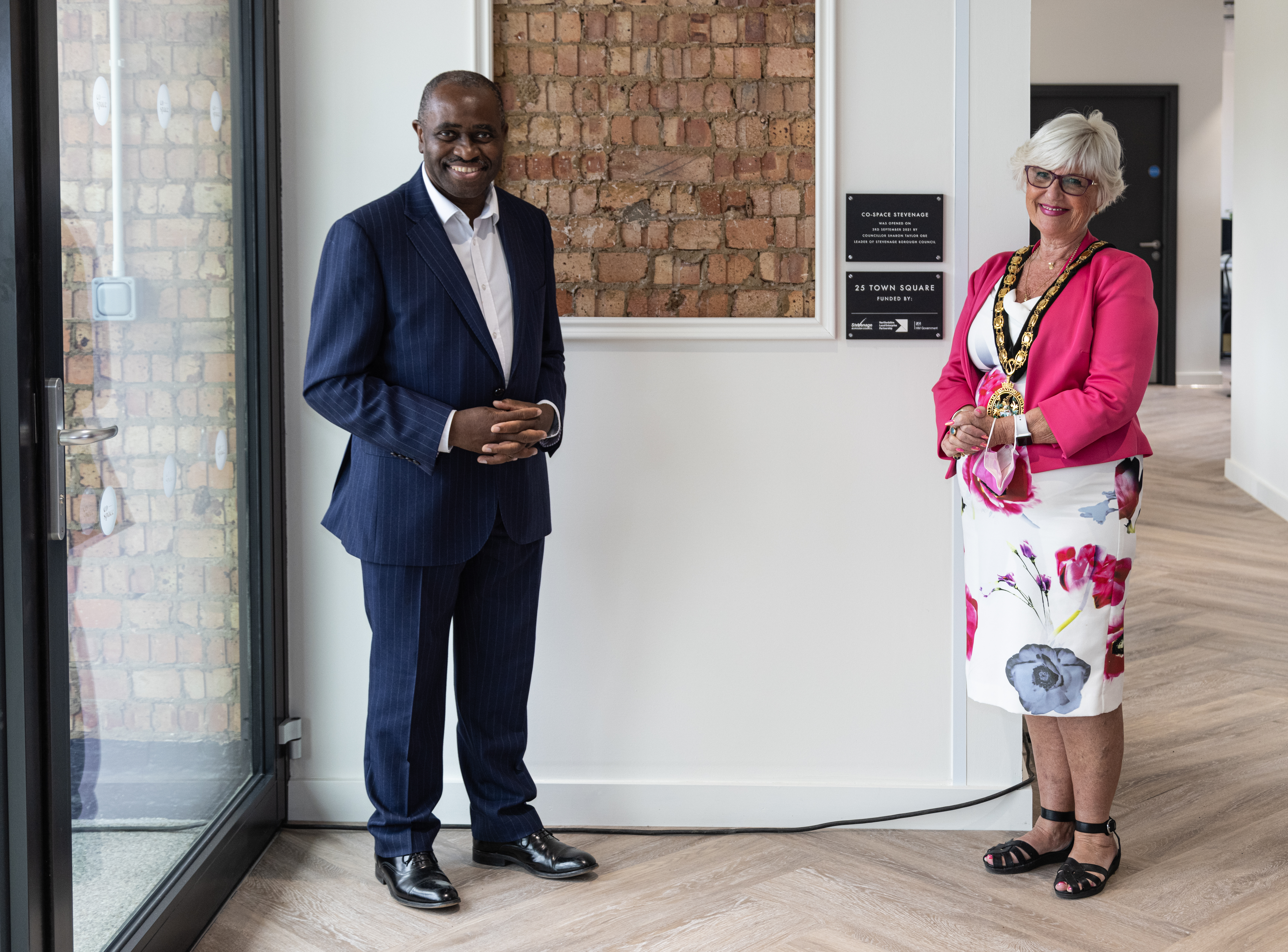 The High Sheriff of Hertfordshire Lionel Wallace DL with Stevenage Mayor Sandra Barr